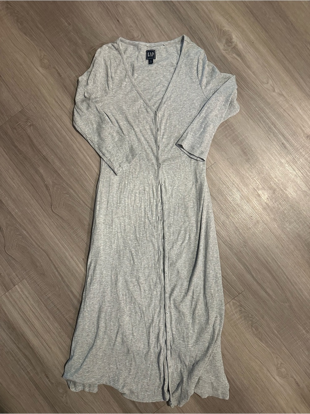 GAP Heather Gray Ribbed Button Up Dress Cardigan